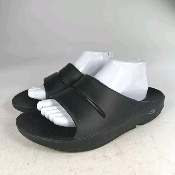OOFOS OOahh Slide Sandals Mens US 10 Recovery Black Athletic Comfort Shoes - Picture 1 of 10